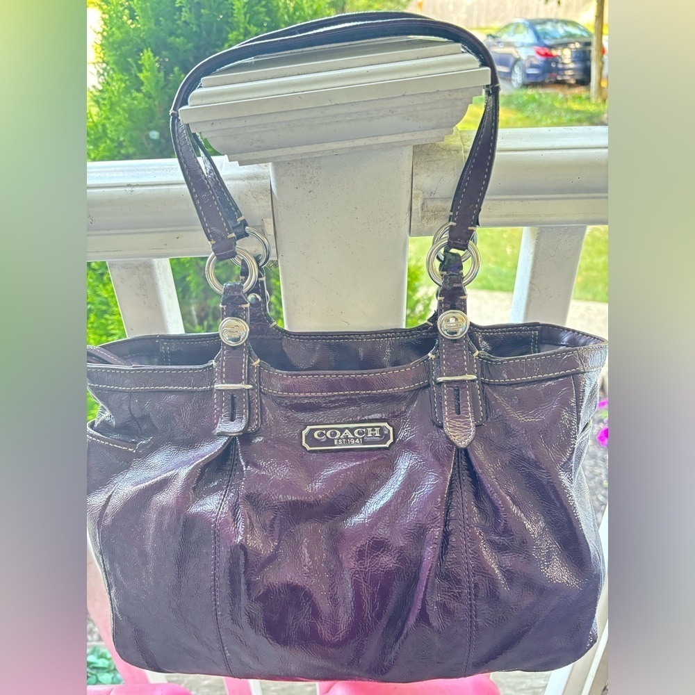 Coach Patent Leather Plum Bag